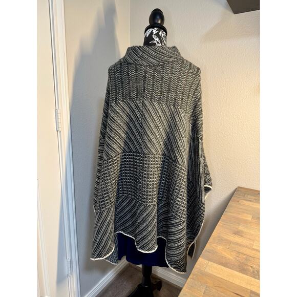 Gray Wool Blend Poncho Sweater - Picture 3 of 8